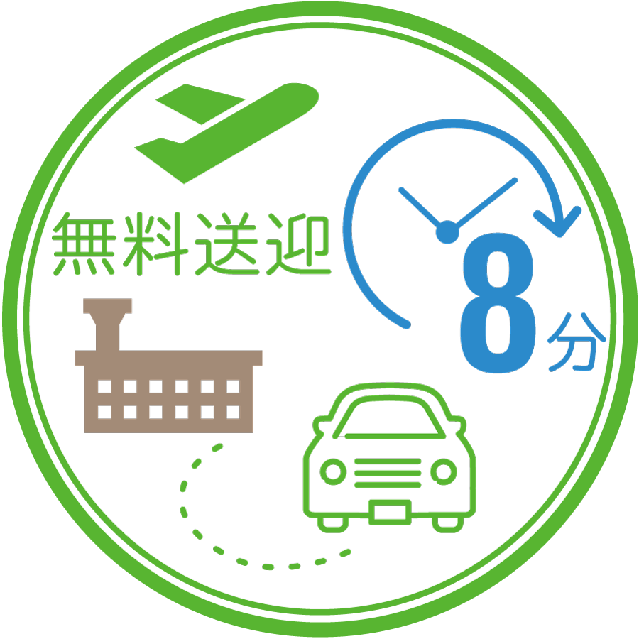 新千歳空港から無料送迎、わずか8分