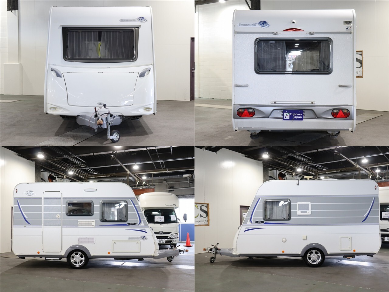 キャンピングカー トレーラー ﾄﾘｶﾞﾉ ｴﾒﾛｰﾄﾞ376　FF　窓用AC　牽引免許不要